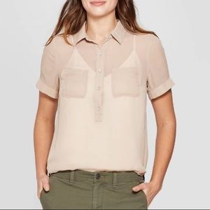 NWOT A New Day Sheer Pocket Blouse